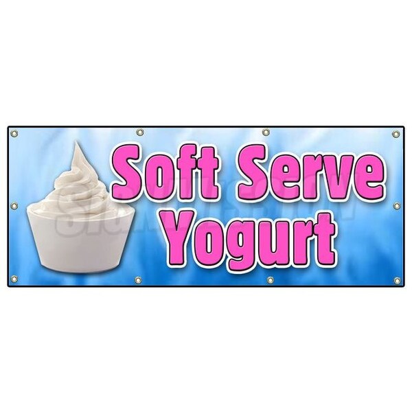 SOFT SERVE YOGURT BANNER SIGN healthy homemade topping delicious frozen